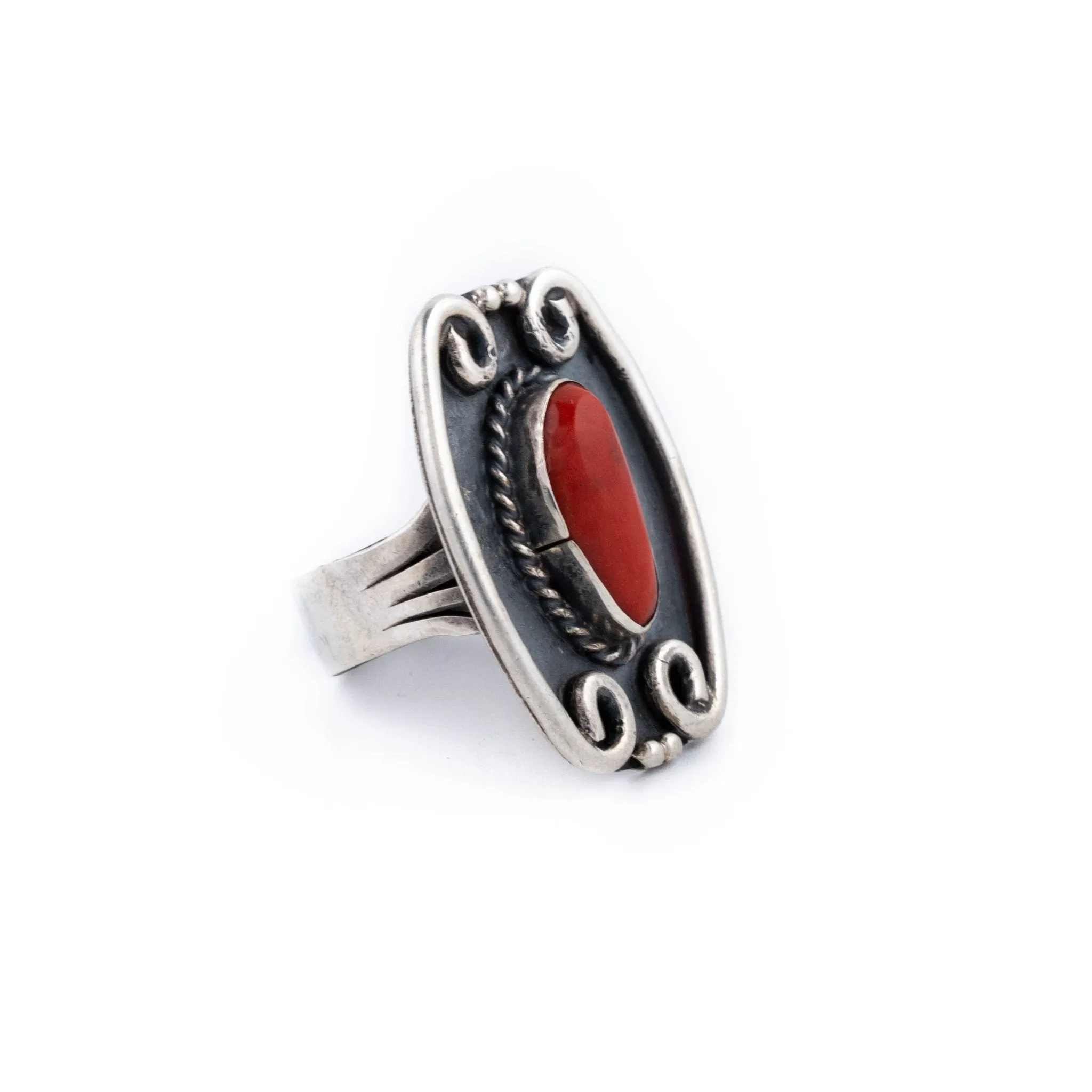 Scalloped Red Coral Ring