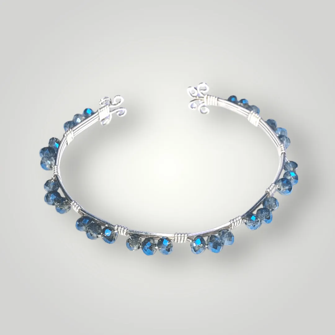 Silver Bracelet Aquamarine  handmade cuff