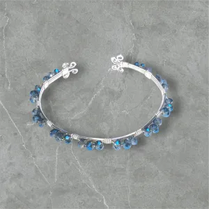 Silver Bracelet Aquamarine  handmade cuff