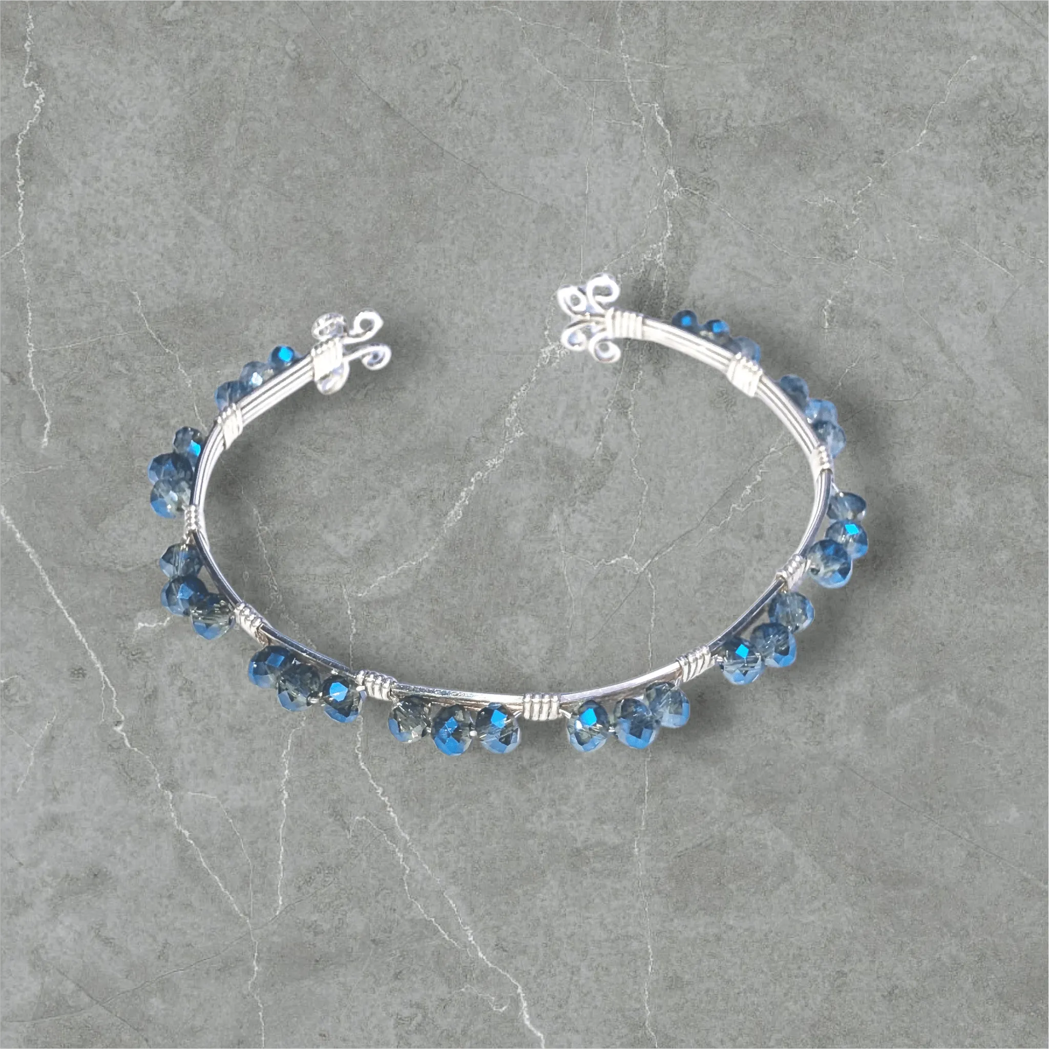 Silver Bracelet Aquamarine  handmade cuff