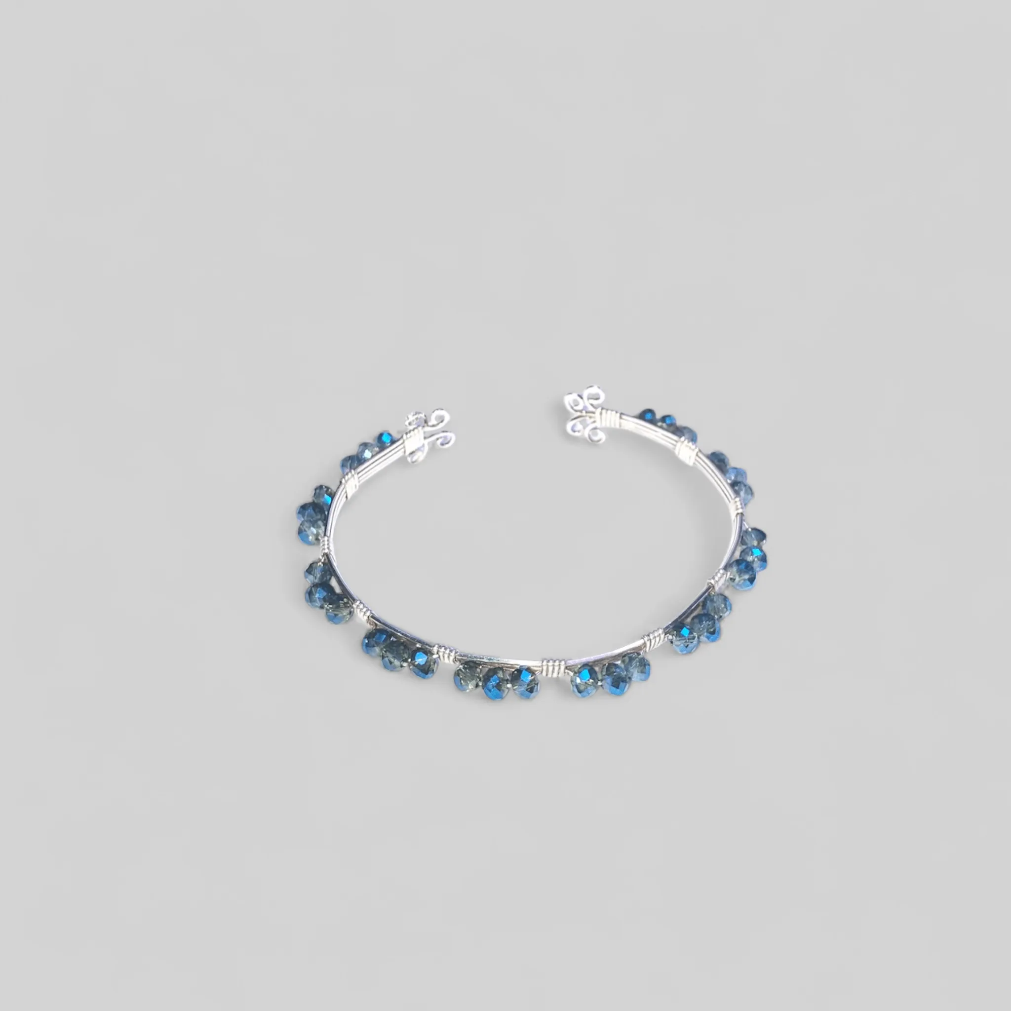 Silver Bracelet Aquamarine  handmade cuff