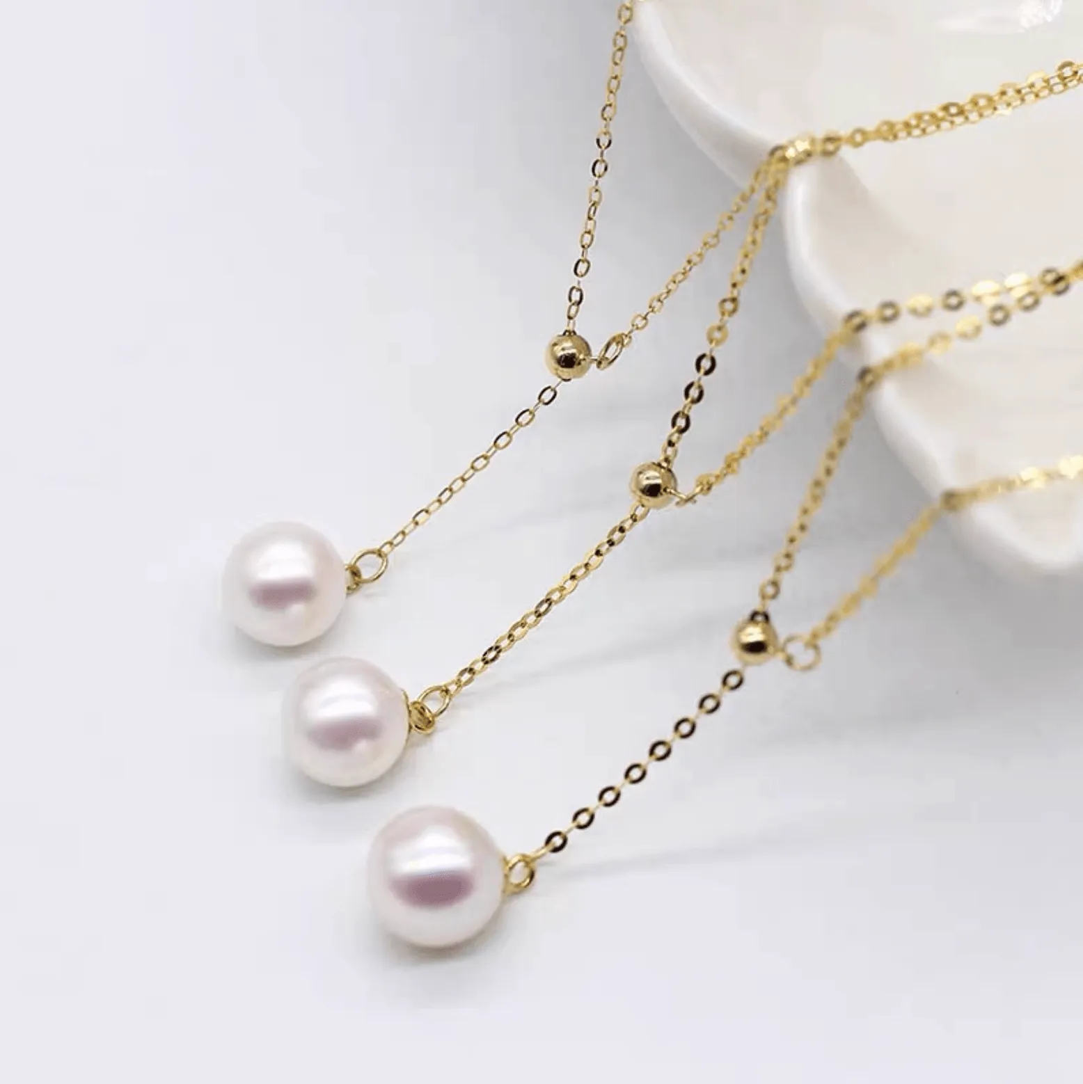 Single Akoya Pearl Pendant Necklace 18K Gold