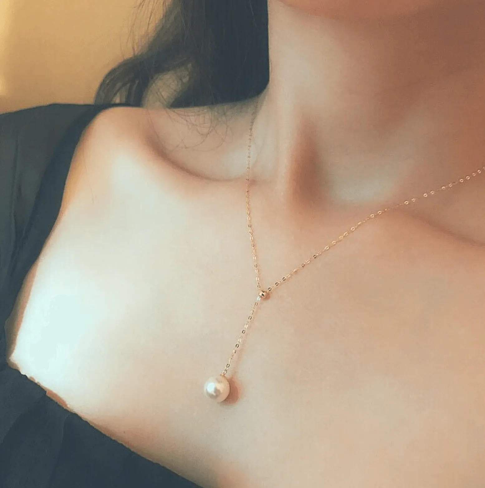 Single Akoya Pearl Pendant Necklace 18K Gold