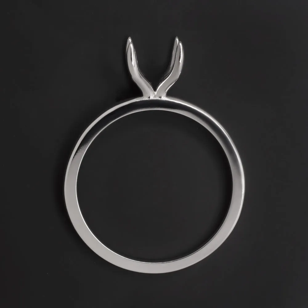 SOLITAIRE ENGAGEMENT RING SETTING 6.5mm ROUND CUT WHITE GOLD SEMI MOUNT CLASSIC