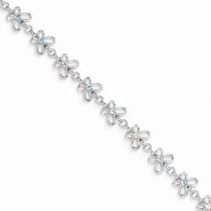 Sterling Silver Blue Topaz & Diamond Bracelet
