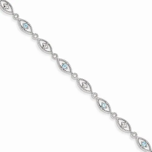 Sterling Silver Blue Topaz Diamond Bracelet