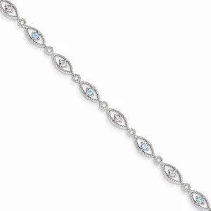 Sterling Silver Blue Topaz Diamond Bracelet