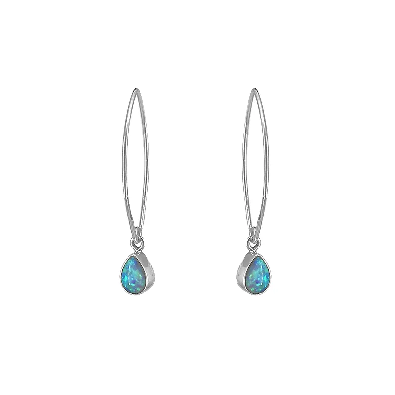 Sterling Silver Hoops with Opal