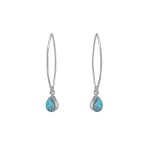 Sterling Silver Hoops with Opal