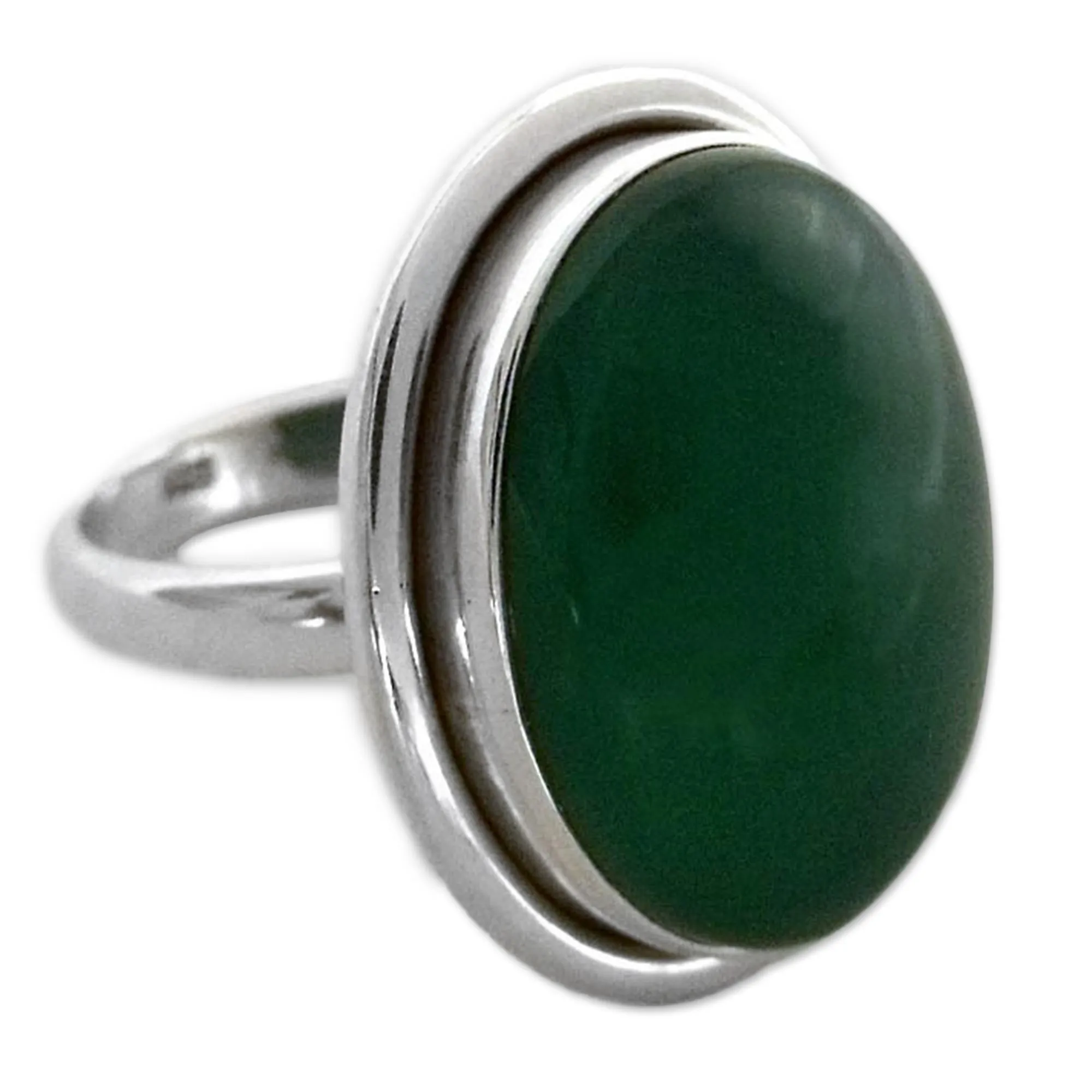 Sterling Silver Single Stone and Green Onyx Cocktail Ring - Universe | NOVICA