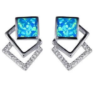 Triple Geometric Opal Earrings