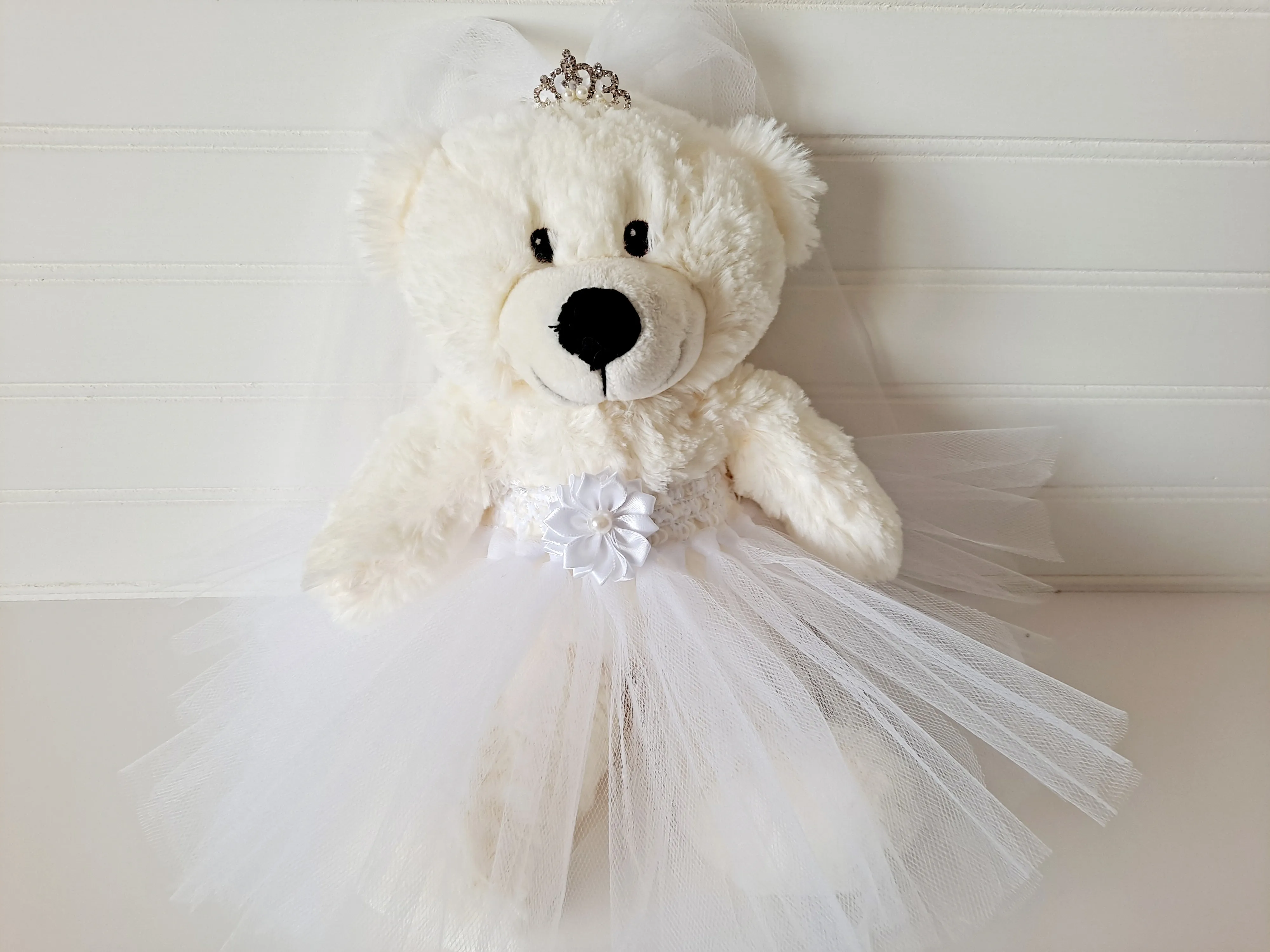 Tutu Teddy Bear, Off-White Small 10inch Bear