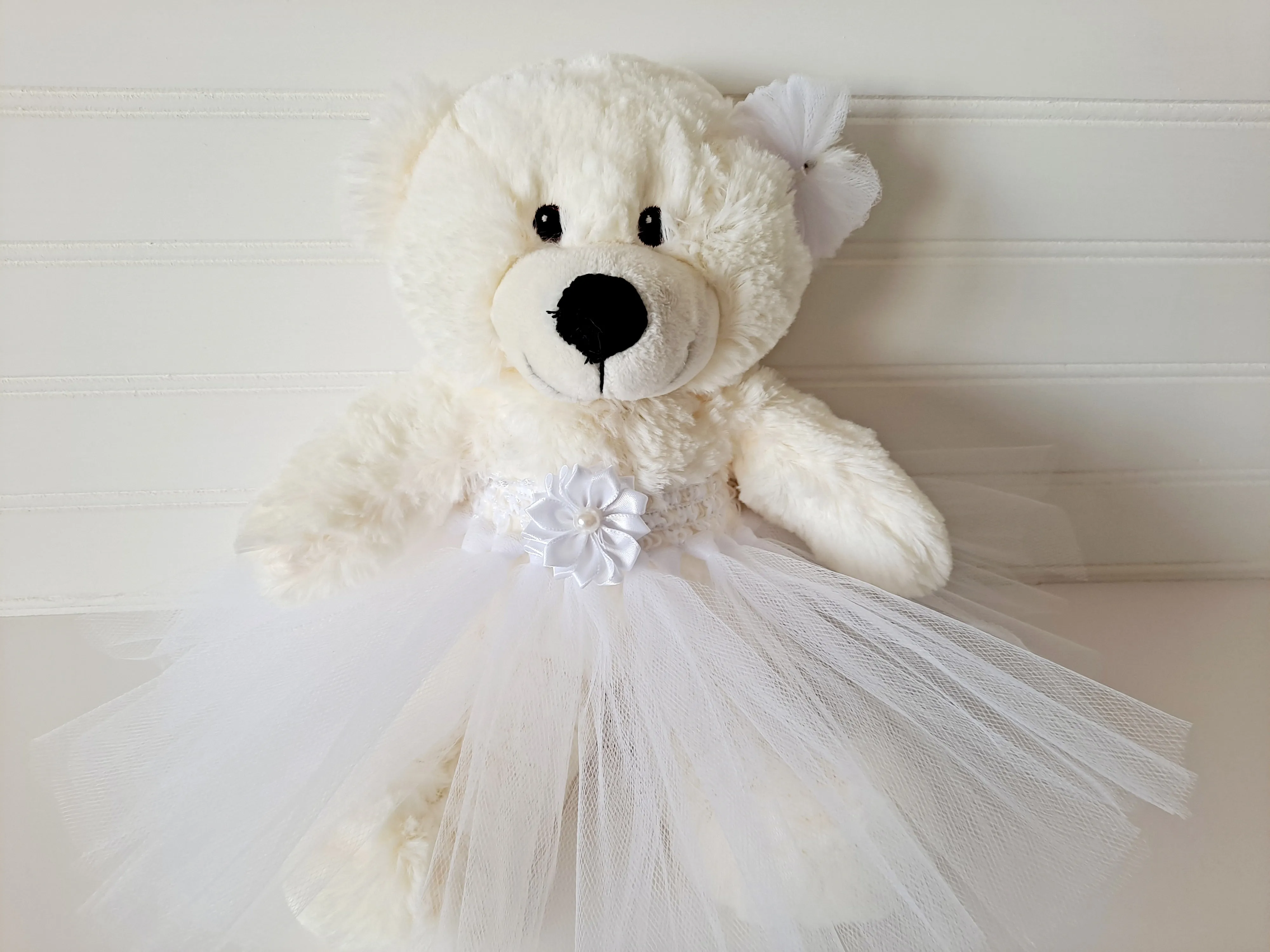 Tutu Teddy Bear, Off-White Small 10inch Bear