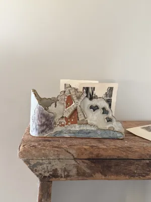 Unique Studio Pottery Windmill Letter Rack