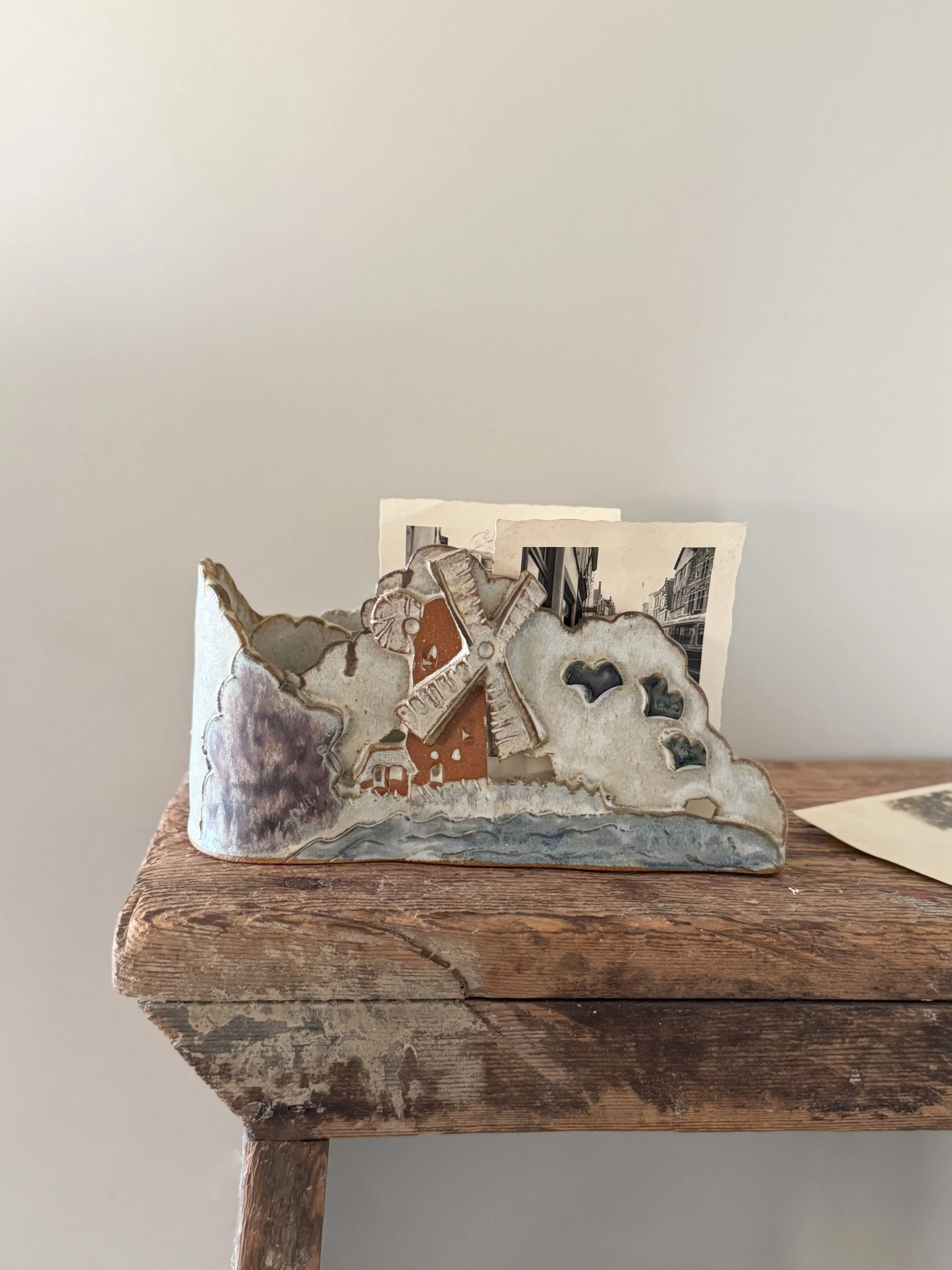 Unique Studio Pottery Windmill Letter Rack