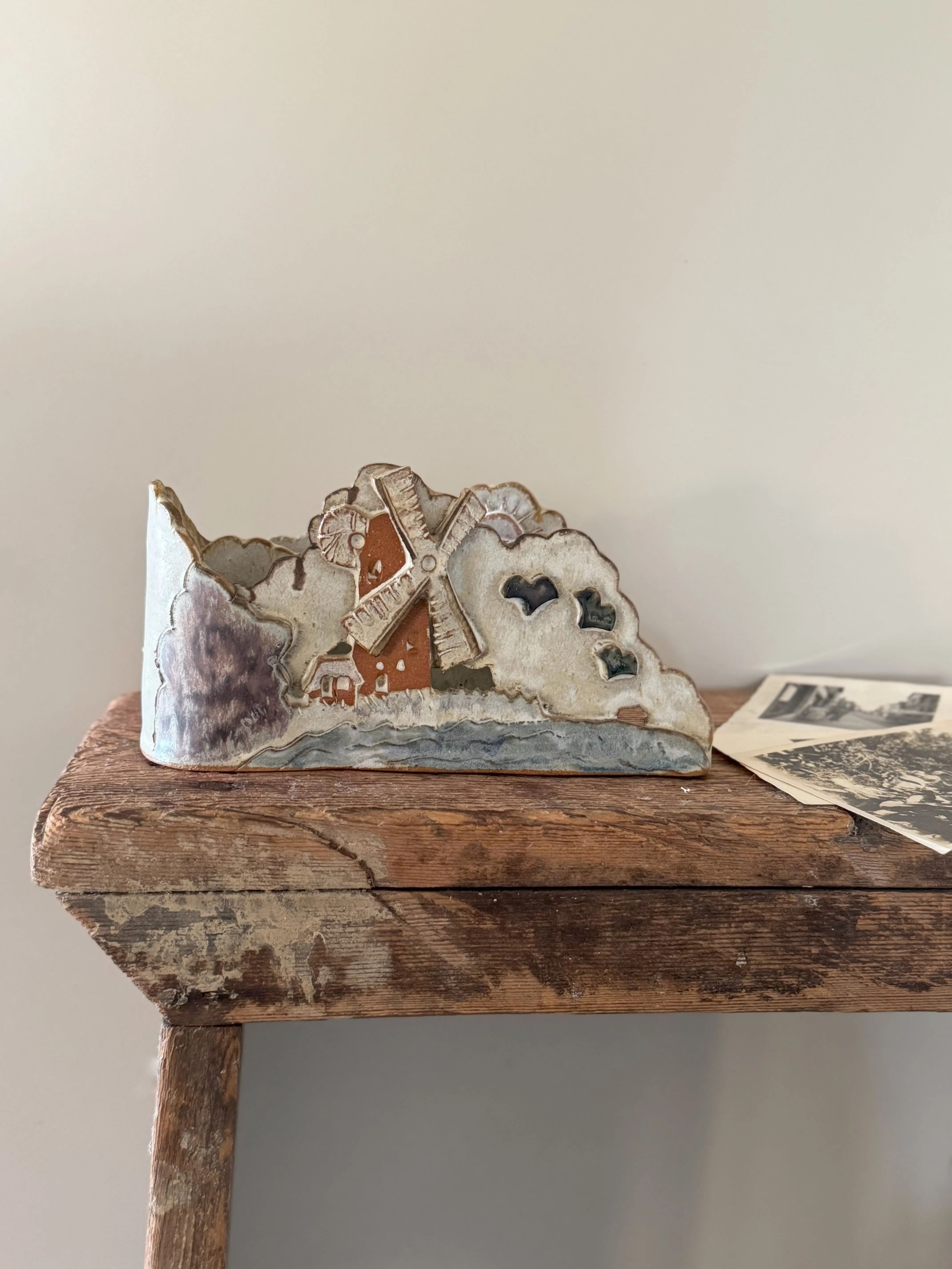 Unique Studio Pottery Windmill Letter Rack