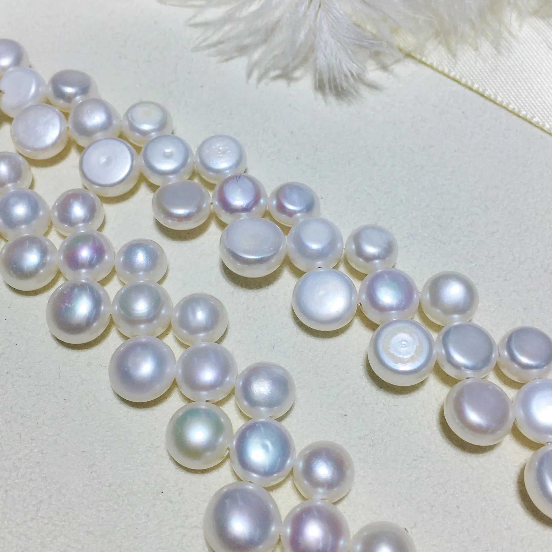 White Triple-Layer Button Pearl Strand Necklace