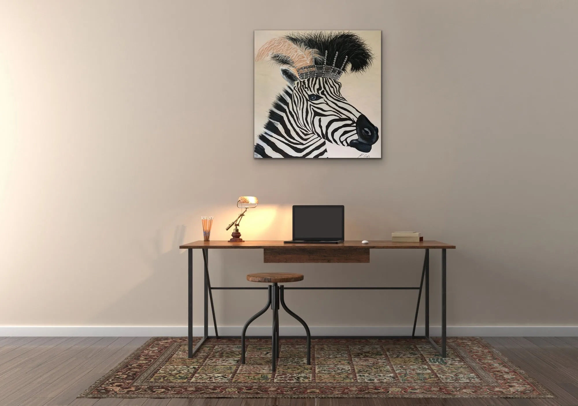 Zebra Diva In lockdown Original Canvas